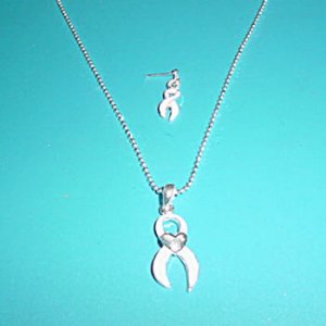 Pink Ribbon Necklace Set