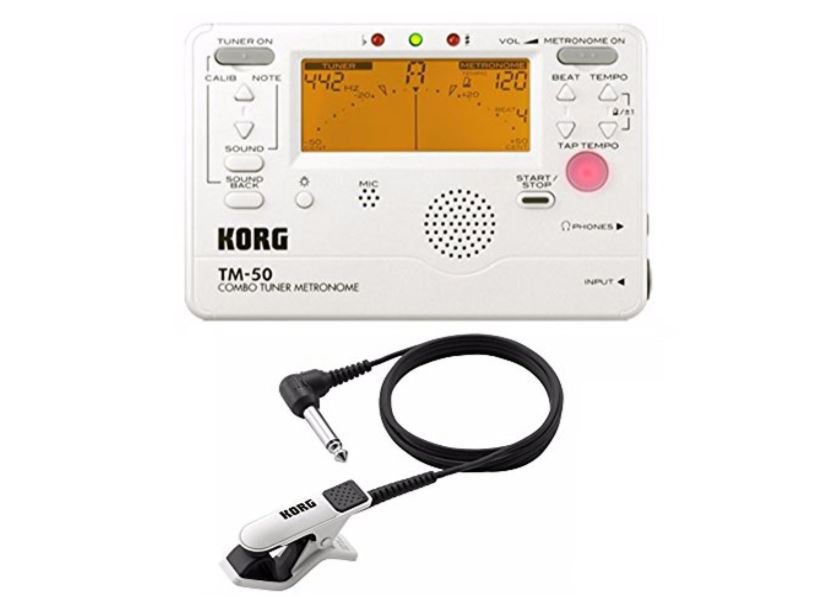 TM50BK Instrument Tuner and Metronome w/ Clip On Microphone (White