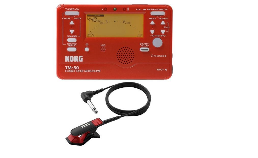 TM50BK Instrument Tuner and Metronome w/ Clip On Microphone (Red
