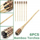 Set of 6 35'' Bamboo Tiki Torches Brown w/ Bamboo Cover Lamp Light Outdoor USA