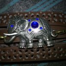 Silver elephant with blue stones wrap bracelet
