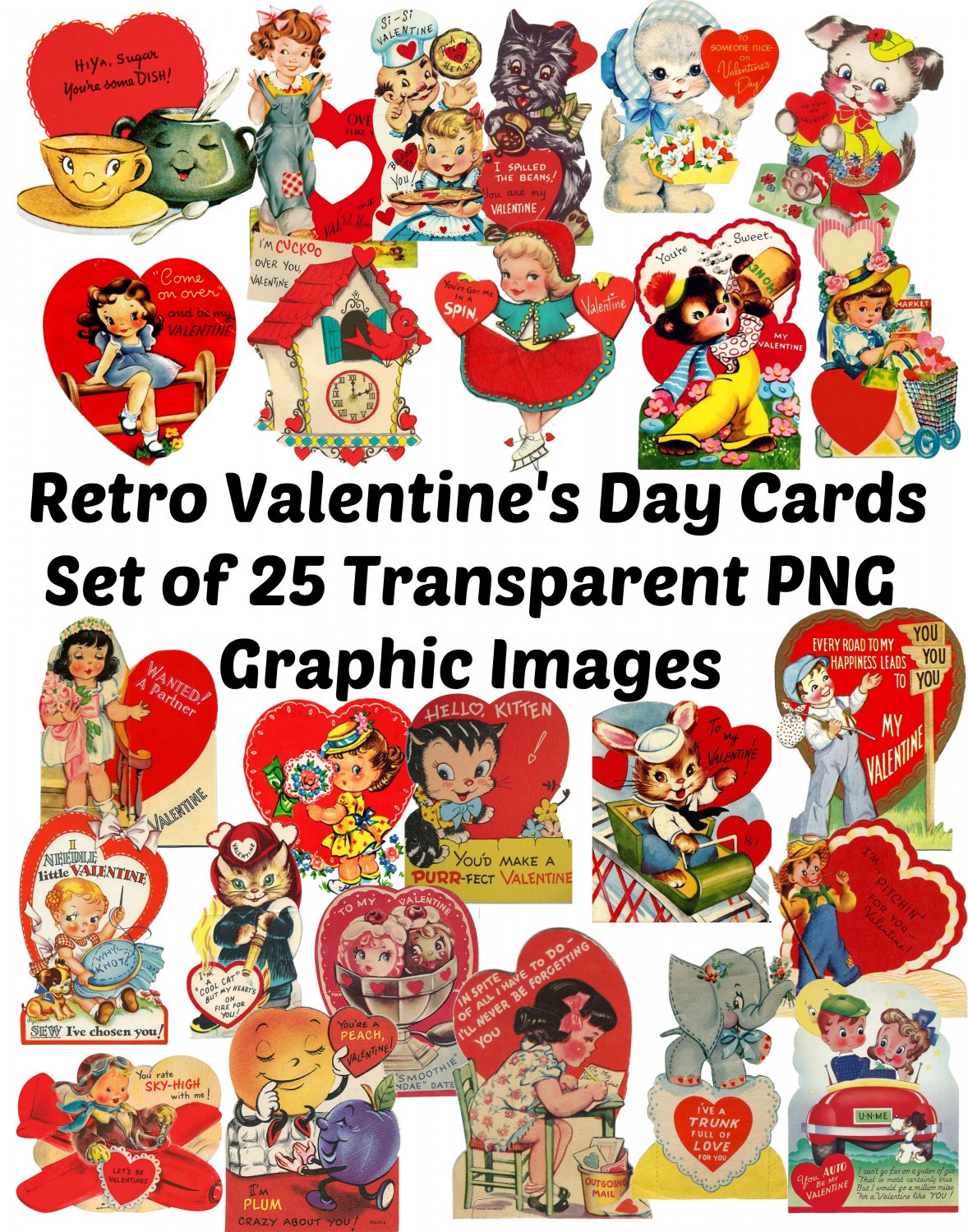 Download 25 Vintage Retro Valentine's Day Card Images Clip Art ...