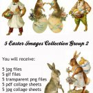 5 Vintage Easter Victorian Scrap Images Group 2, in jpg, gif, png and pdf files