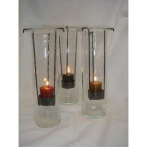 Closeouts - Two toned glass flute candle holder