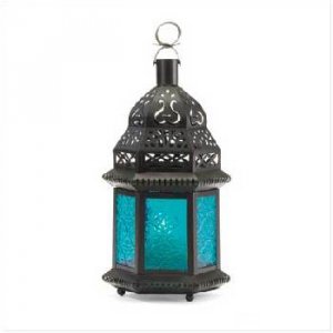 Blue Glass Moroccan-Style Lantern.