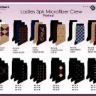 Wholesale Ladies 3 Pk Microfiber Patterned Crew