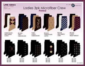 Wholesale Ladies 3 Pk Microfiber Patterned Crew