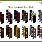 Wholesale Missy 3 Pk Argyle Knee Highs