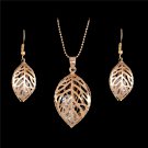 Crystal Exquisite Leaf Necklace Earrings Fashion Jewelry Sets