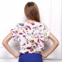Chiffon Blouse Top Round Neckline Bird Print Print T-Shirts S M L XL XXL