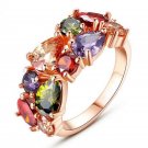 Gold Color Mona Lisa Ring for Female Wedding with AAA Colorful Cubic Zircon