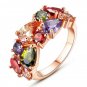 Gold Color Mona Lisa Ring for Female Wedding with AAA Colorful Cubic Zircon