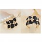 Jewelry Ring With Rose Gold Color Austrian Crystal Black Enamel Flower Ring
