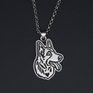 Vintage Silver German Shepherd Dog Tag Maxi Statement Necklace Chain Box Women Men Fashion