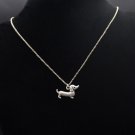 Vintage Silver Dachshund Dog Tag Maxi Statement Necklace Chain Box Women Men Fashion