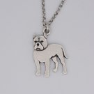 Vintage Silver Pit Bull Terrier Dog Tag Maxi Statement Necklace Chain Box Women Men Fashion