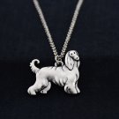 Vintage Silver Afghan Hound Dog Tag Maxi Statement Necklace Chain Box Women Men Fashion
