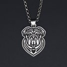 Vintage Silver Bull Dog Necklace Dog Tag Maxi Statement Necklace Chain Box Women Men Fashion