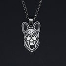 Vintage Silver French Bull Dog Necklace Dog Tag Maxi Statement Necklace Chain Box Women Men Fashion