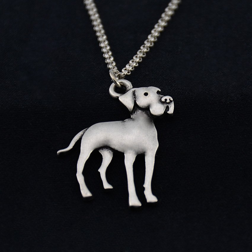 Vintage Silver Great Dane Dog Necklace Dog Necklace Chain Box Women Men Fashion