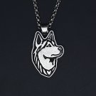 Vintage Silver Siberian Husky Dog Tag Maxi Statement Necklace Chain Box Women Men Fashion