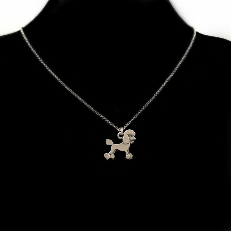 Vintage Silver Poodle Dog Necklace Chain Box Women Men Fashion