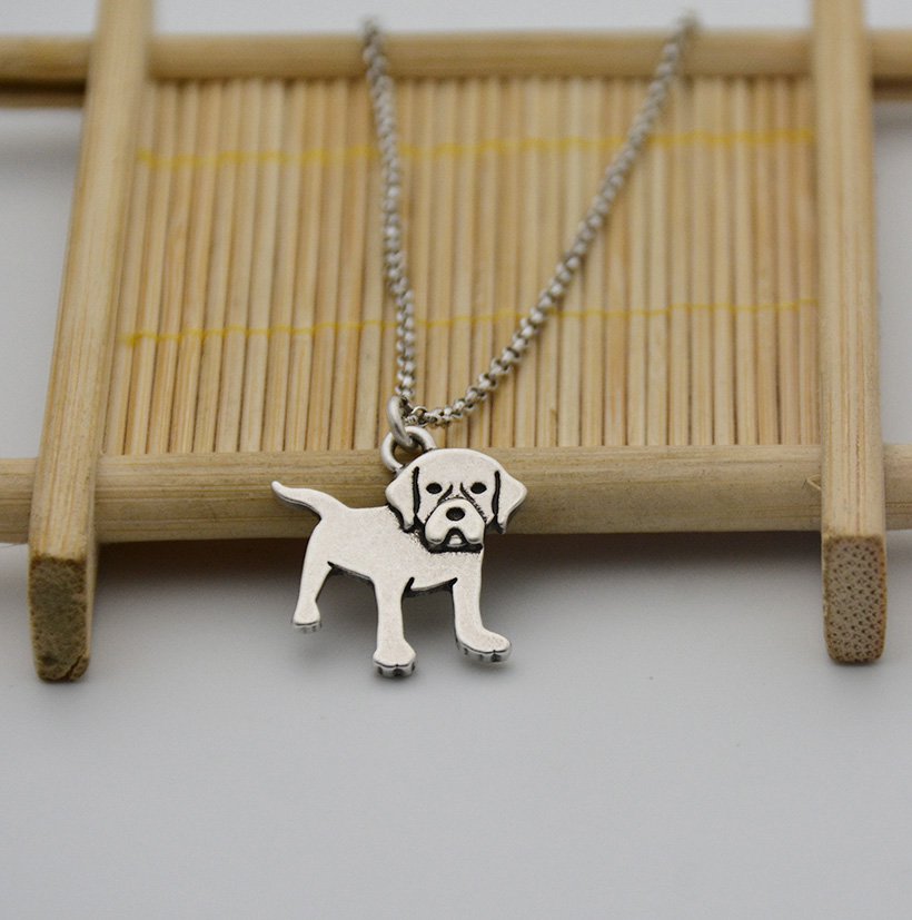 Vintage Silver Golden Retriever Dog Necklace Chain Box Women Men Fashion