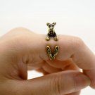 Vintage 3D Miniature Schnauzer Dog Pet Adjustable Wrap Ring Men Animal Dog Rings For Women - Bronze