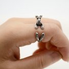 Vintage 3D Miniature Schnauzer Dog Pet Adjustable Wrap Ring Men Animal Dog Rings For Women - Silver
