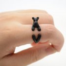 Vintage 3D Miniature Schnauzer Dog Pet Adjustable Wrap Ring Men Animal Dog Rings For Women - Black