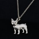 Vintage Silver French Bull Dog Necklace Dog Necklace Chain Box Women Men Fashion