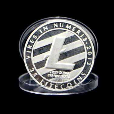 New 1 OZ Silver Plated LTC Litecoin Vires in Numeris Medallion Coin
