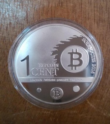 40mm One Bitcent Souvenir COIN BITCOIN PHYSICAL MEDAL Silver Plated