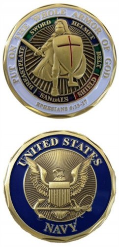 2PCS NEW U.S. Navy - Put On the Whole Armor of God Challenge Coin,Free Shipping