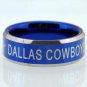Hot Sales 8MM Dallas Cowboys Design Men's Blue Tungsten Comfort Fit Ring