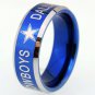 Hot Sales 8MM Dallas Cowboys Design Men's Blue Tungsten Comfort Fit Ring