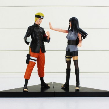 2pcs/lot Naruto Anime Uzumaki Naruto + Hyuga Hinata Solid Set PVC Action Figure