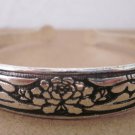Chinese Flower vintage Miao Metal Tibetan Silver Color Bangle Cuff Bracelet gift