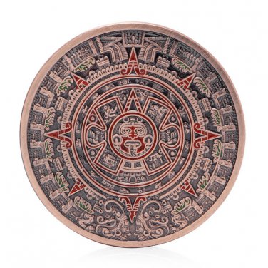 The Mayan Aztec Long Count Calendar Red Bronze Commemorative Coin Art Collection