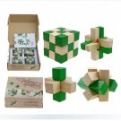 Toys Classic IQ 3D Wooden Interlocking Burr Puzzles Mind Brain Teaser 4PCS Color