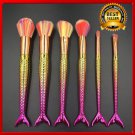 6 PCS make up Fishtail Brush Set Mermaid Beauty Foundation Kabuki Brush Tools