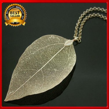 NEW Real Leaf Necklace Gold-color Natural Leaf Pendant Necklace for Women