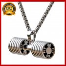 HOT Men Stainless Steel Dumbbell Charm Pendant Necklace Fitness Statement Gifts