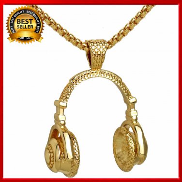 DJ Steampunk Headphone Stainless Steel Chain Pendant Necklace for Men Women Gift