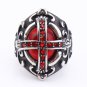 Stainless Steel Rings Crusader Shield In Red CZ Stone size 7-12