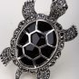 Big turtle stretch ring antique gold silver color W crystal silk scarf jewelry