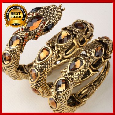 Stretch snake bracelet armlet upper arm cuff for women punk rock crystal bangle