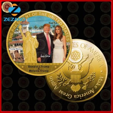 1 Pc Gold President US Donald Trump Gold Plated Coin USA Trump Tower