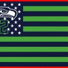 Seattle Seahawks  Star and Stripes Green and Black Patchwork Color Flags Banner