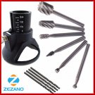 6Pcs HSS Wood Milling Burrs + 1pc M18X2 thread Drill Carving Rotary Locator Set
